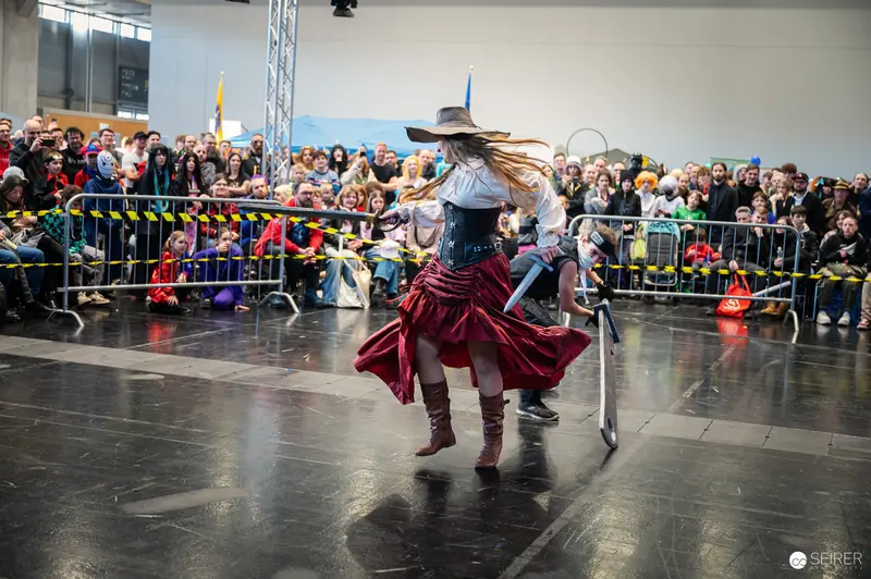 Cosplayer Performing Dynamic Sword Dance at Vienna ComicCon 2024
