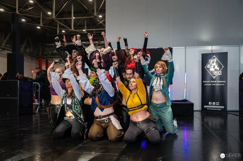 Cosplayers Strike Dynamic Pose at Vienna ComicCon 2024 Group Photo