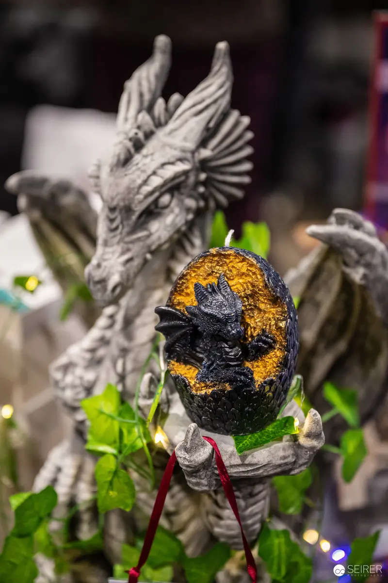 Fantasy Dragon Figurine with Intricate Golden and Black Detailing
