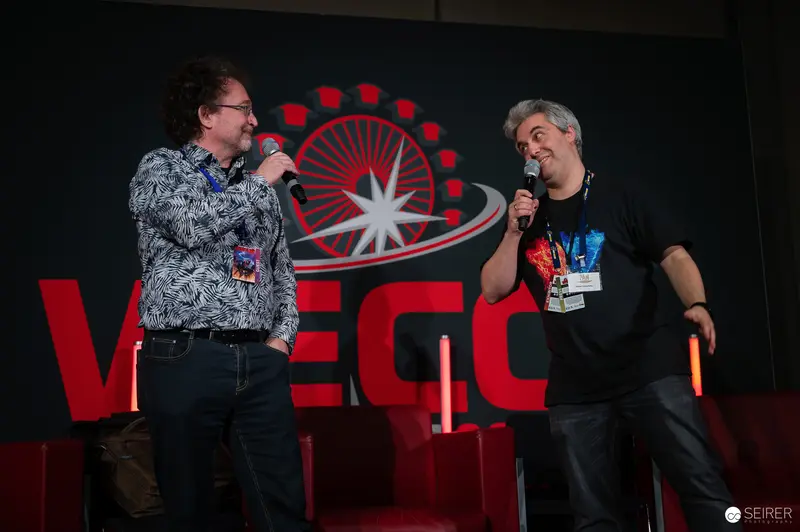 Two Presenters on Stage at Vienna Comic Con 2024