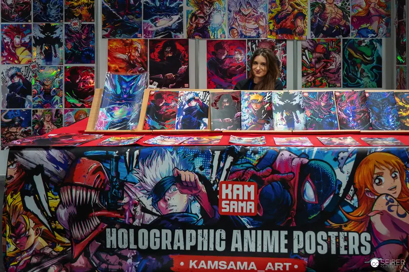 Kamsama Art's Holographic Anime Posters Booth at Comic Convention