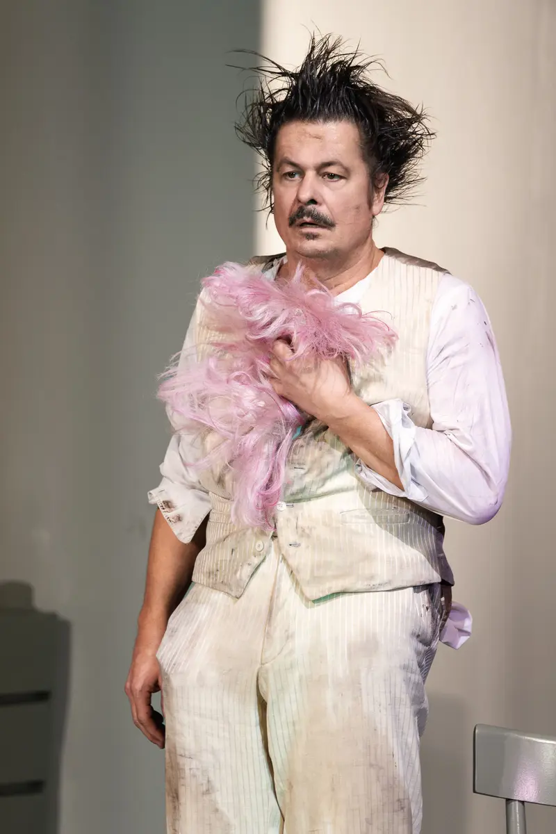 Michael Dangl in Theatrical Costume During "Die Affäre Rue de Lourcine" Rehearsal