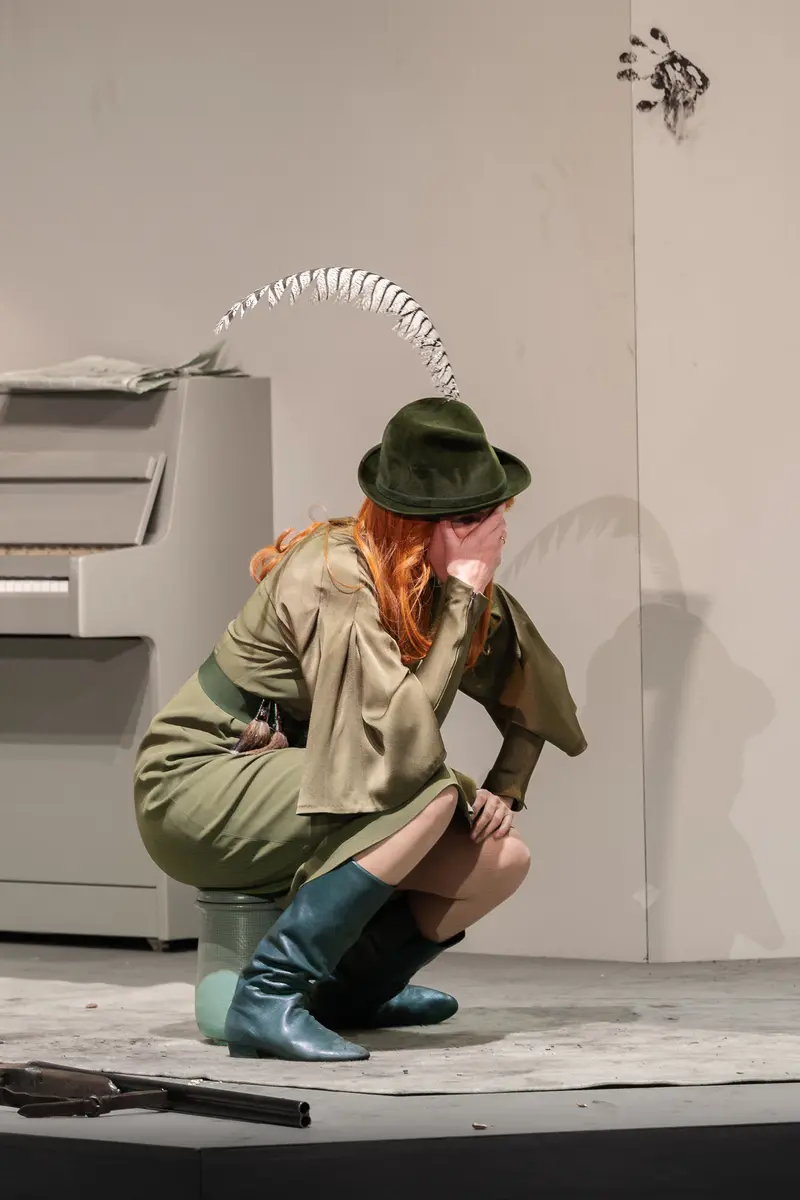 Michael Dangl in Theatrical Pose during "Die Affäre Rue de Lourcine" Rehearsal
