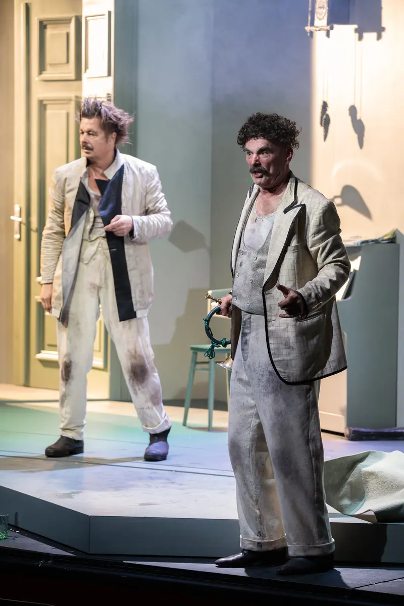 Michael Dangl and Marcus Bluhm in Theatrical Rehearsal of "Die Affäre Rue de Lourcine"