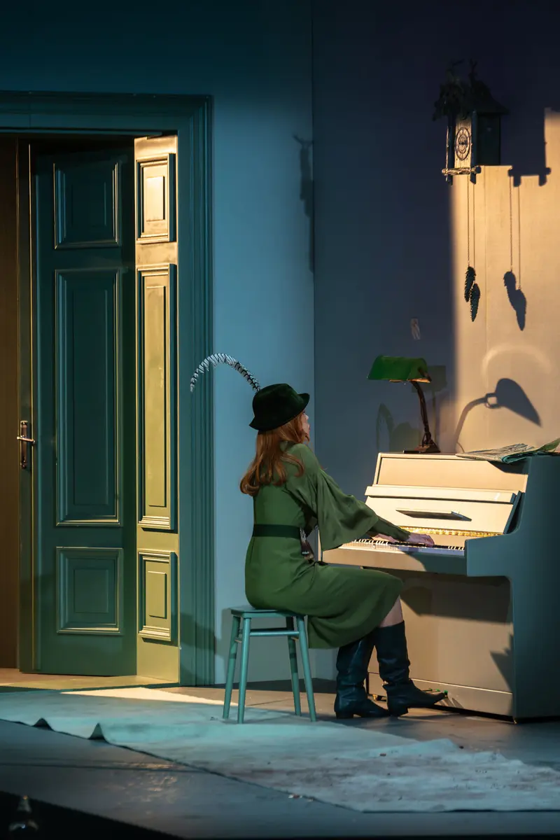 Melanie Hackl as Justine Performing in "Die Affäre Rue de Lourcine" at Josefstadt Theatre