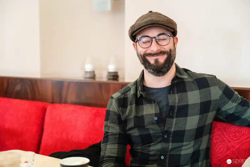 Falk Holzapfel "Zapf" at Cafe Museum in Vienna During Interview