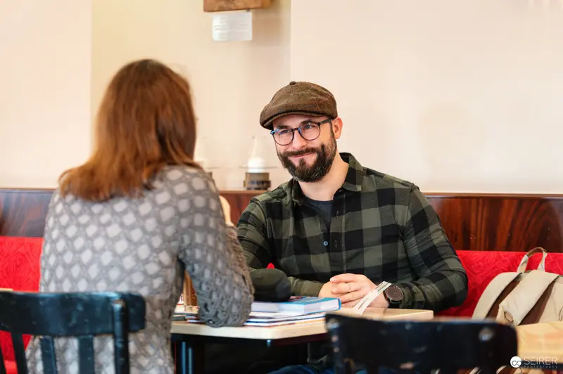 Falk Holzapfel and Janett Cernohuby in Conversation at Cafe Museum, Vienna