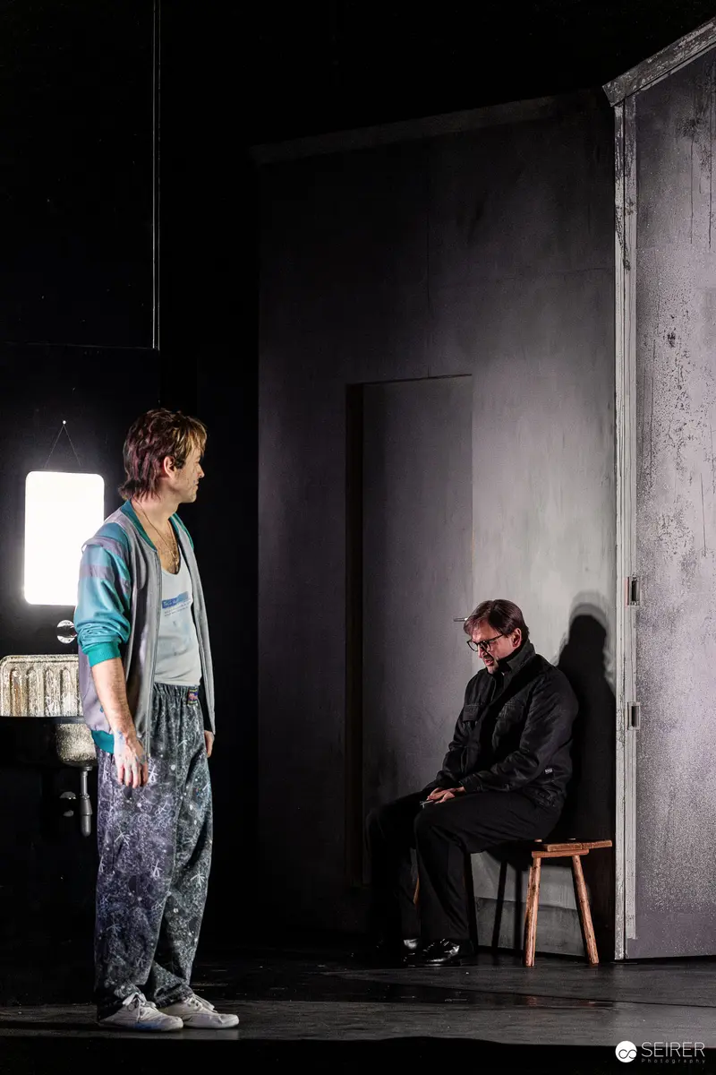 Actors Juliette Larat and Alexander Absenger in "Azur" Theater Rehearsal