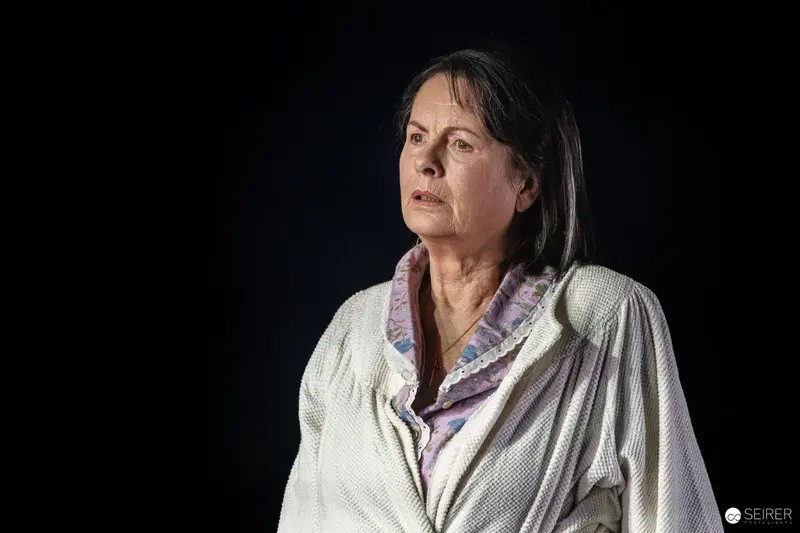 Martina Ebm Portraying Karla in "Azur oder die Farbe von Wasser" Theater Production