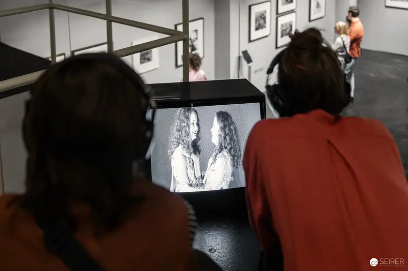 WestLicht Gallery Visitors Viewing Black and White Video Installation