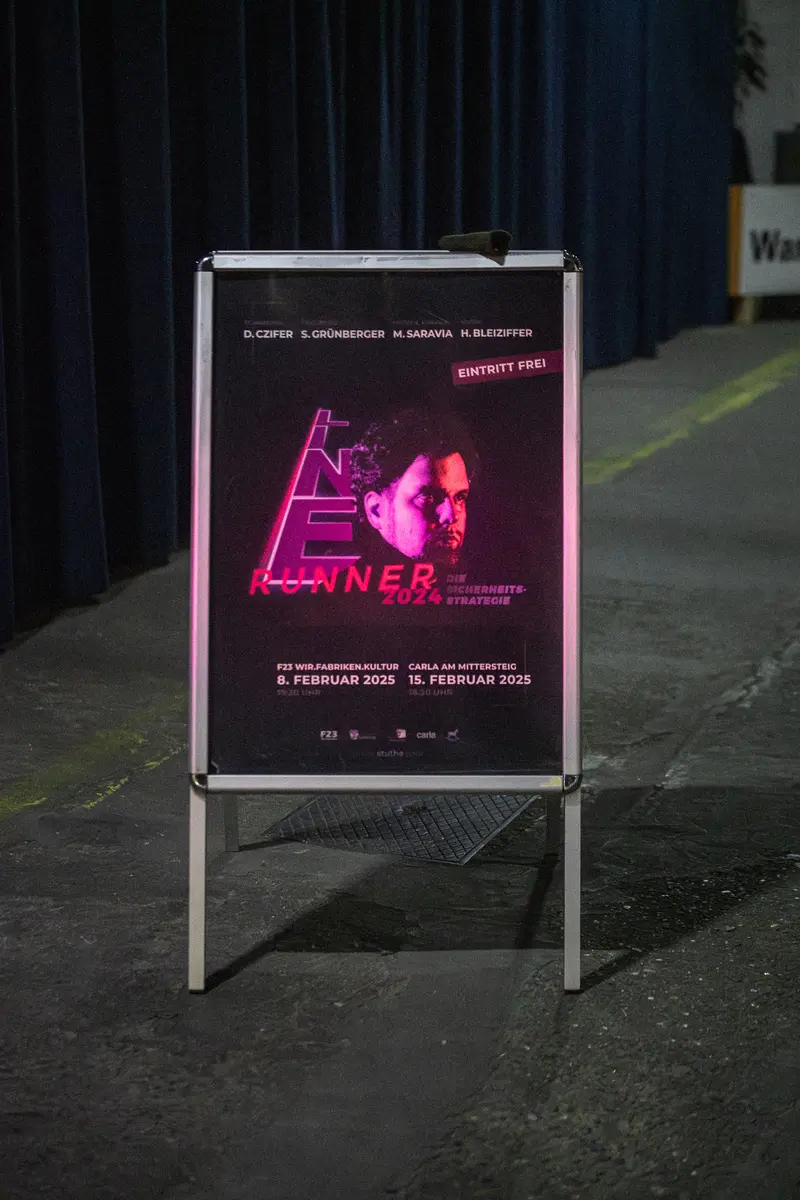 Line Runner 2024 Poster Advertising Theatrical Performance with Neon Pink Design