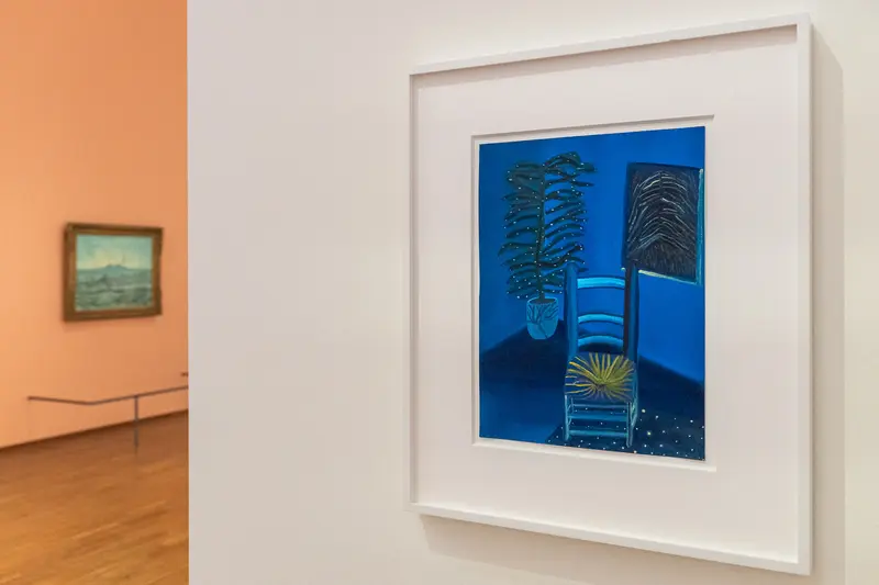 Blue Interior Artwork with Plant and Chair at Exhibition Wong