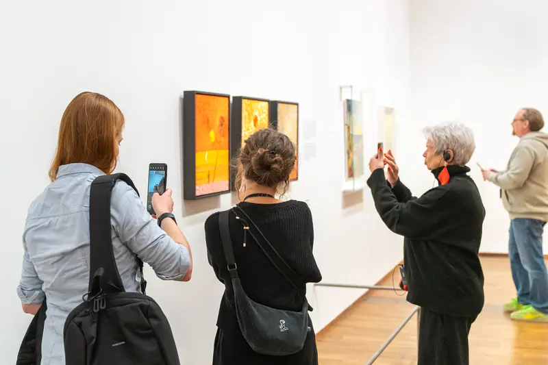 Art Enthusiasts Photographing Van Gogh Exhibition at Albertina Museum