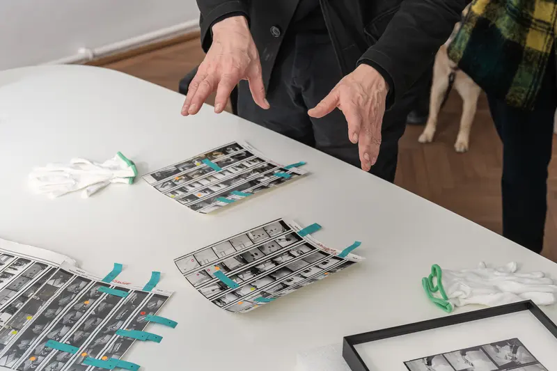 Valie Export and Felix Hoffmann Examining Photographic Archive Materials
