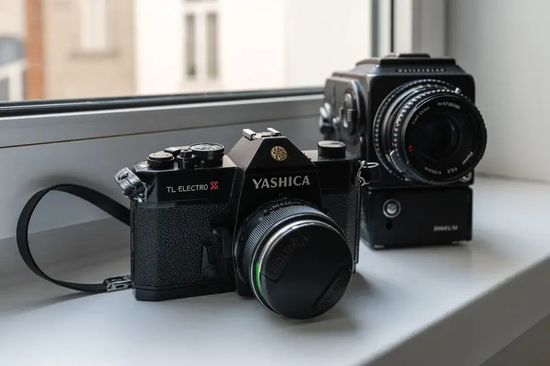 Vintage Yashima TL Electro X Film Camera on Windowsill