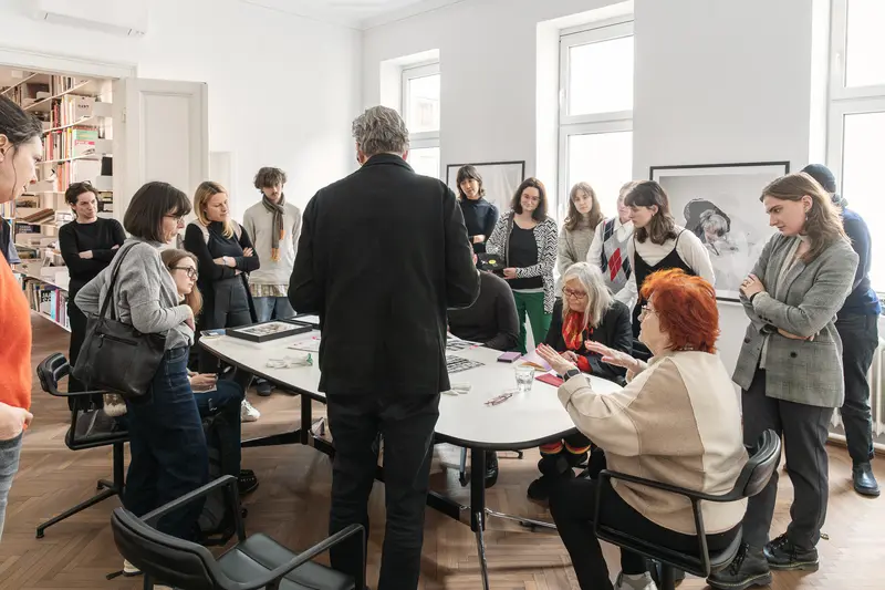 Valie Export and Felix Hoffmann in Collaborative Workshop Session