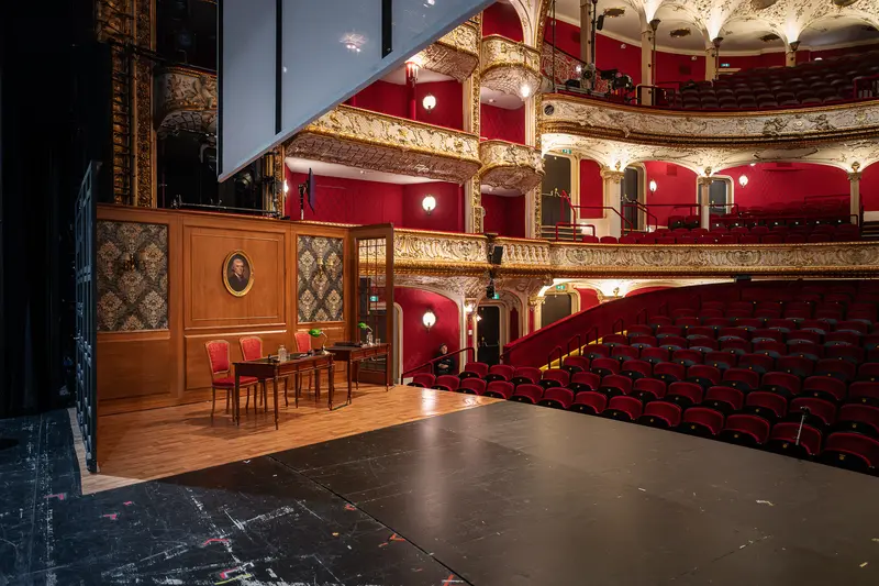 Backstage at the Volkstheater: Ornate Theater Interior from Stage Perspective