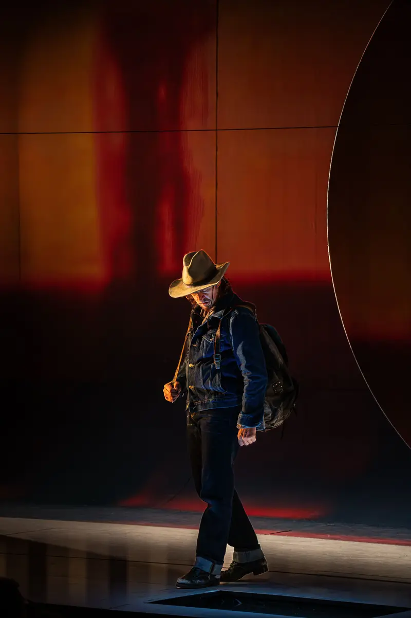 Solo Actor Walking on Stage during "Von Mäusen und Menschen" Theater Production