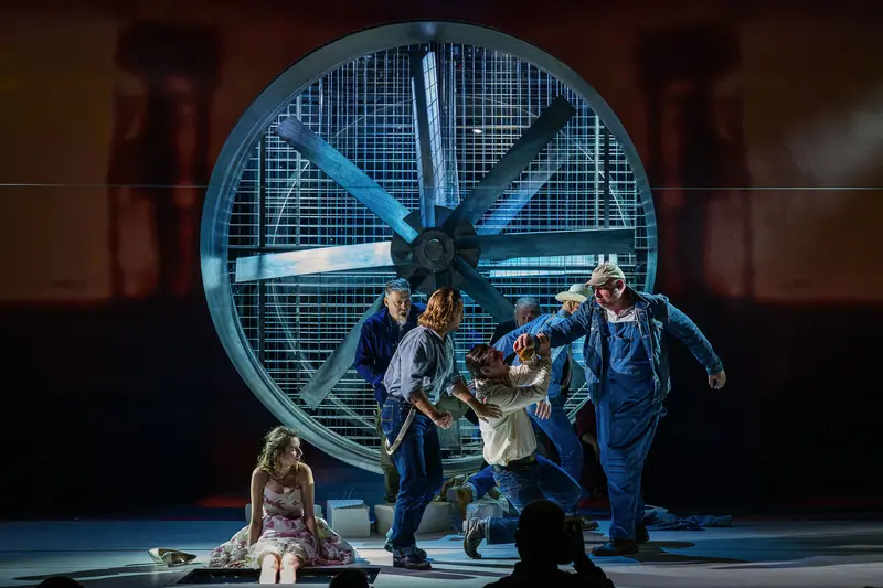 Dramatic Scene from "Of Mice and Men" at Kammerspiele Theater