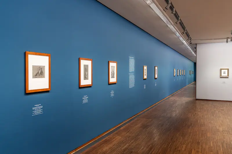 Leonardo Dürer Exhibition View at Albertina Museum with Framed Artworks