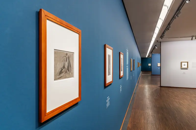 Leonardo Dürer Exhibition View at Albertina Museum with Framed Artwork