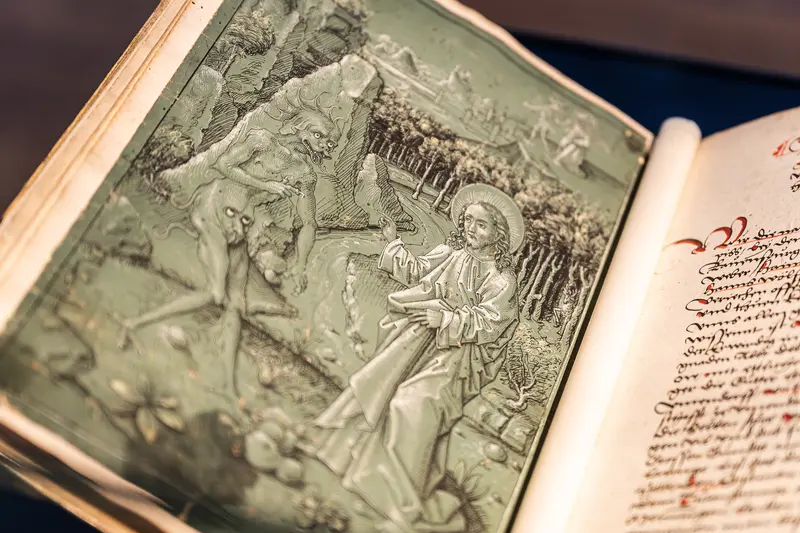 Intricate Historical Illustration in Antique Book Depicting Allegorical Scene