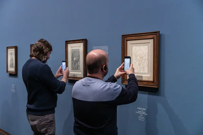 Visitors Photographing Artwork at Leonardo Dürer Exhibition, Albertina Vienna