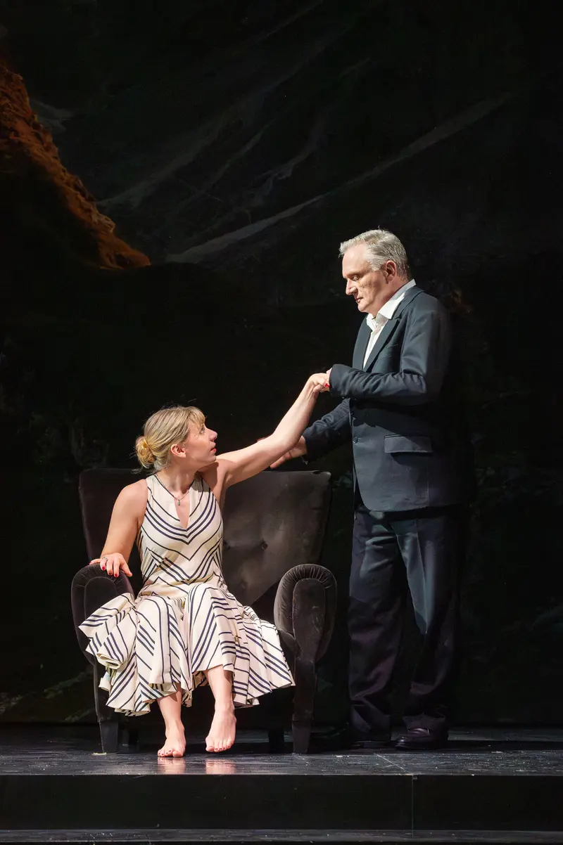 Dramatic Interaction on Stage During "Das Weite Land" Theater Rehearsal