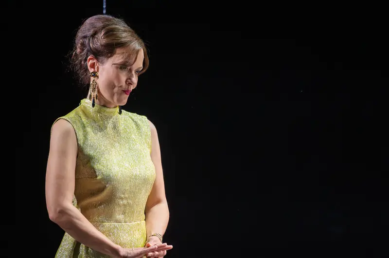 Actress in Yellow Dress at Theater in der Josefstadt Rehearsal