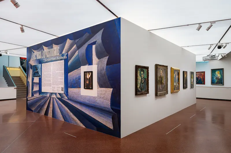 Museum Gallery Exhibition of Modernist and Geometric Art Paintings