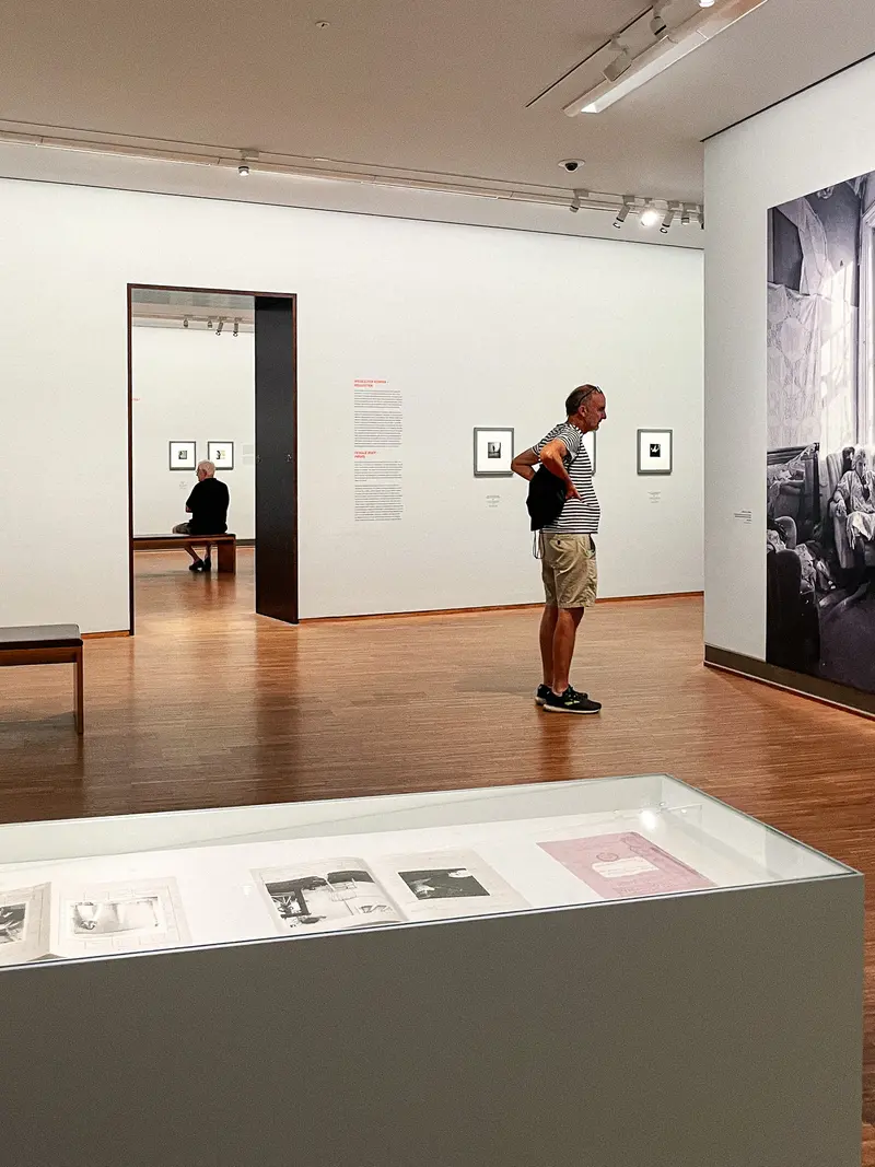Visitor Studying Francesca Woodman Exhibition at Albertina Museum, Vienna