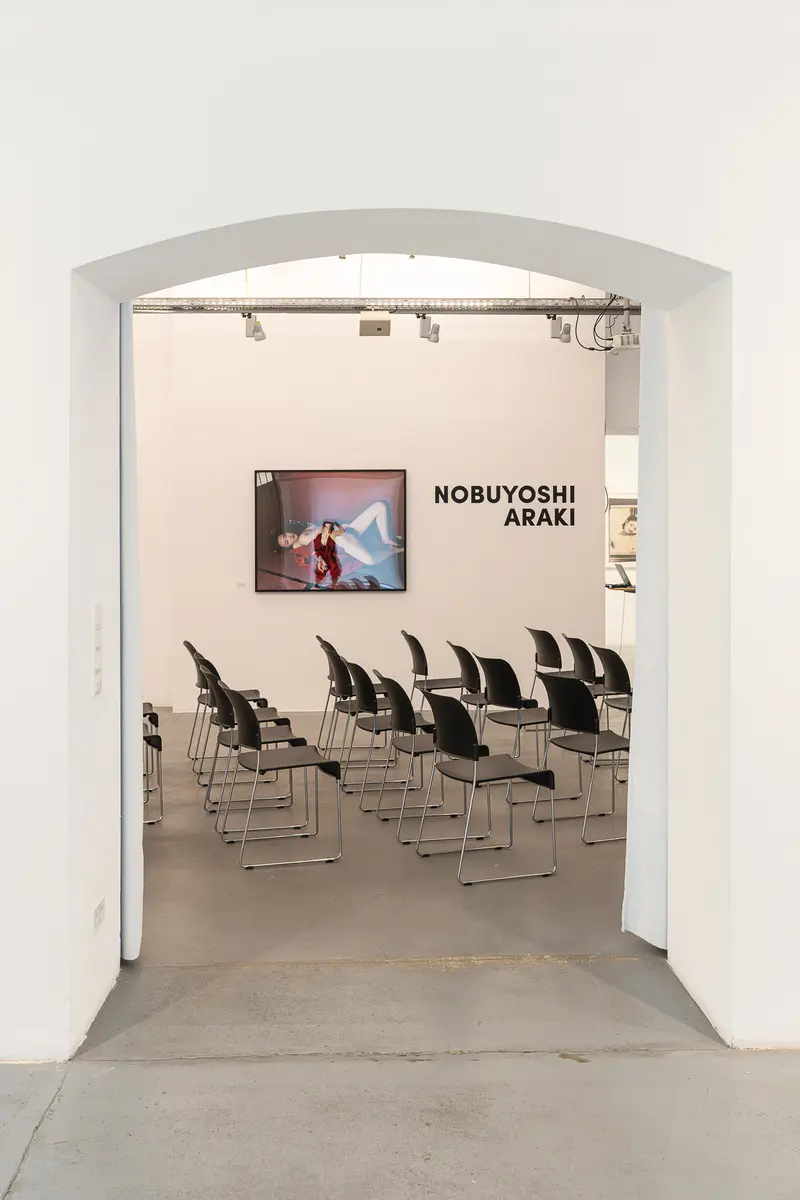 Nobuyoshi Araki Exhibition View at Ostlicht Gallery with Minimalist Installation