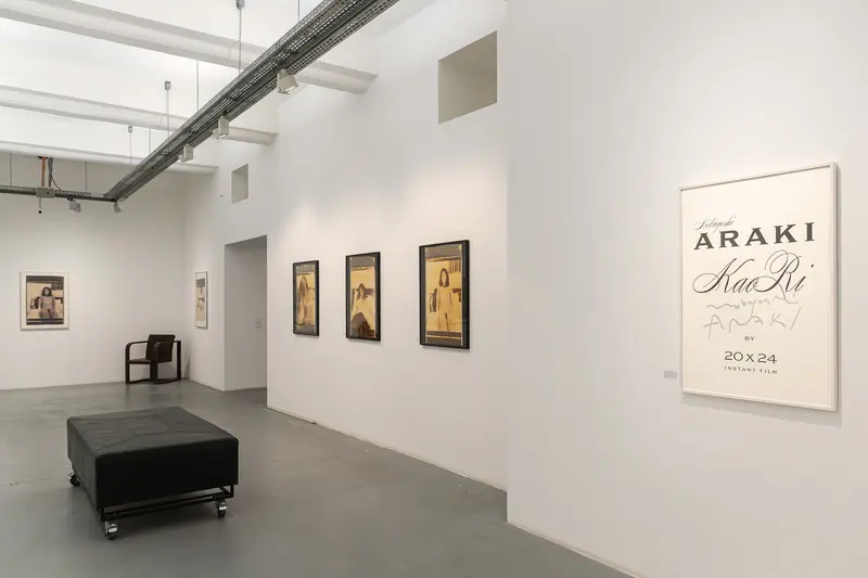 Araki Exhibition Interior at Ostlicht Gallery with Vintage Photographic Displays