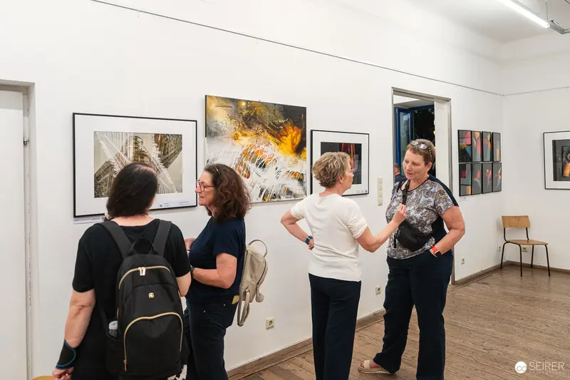 Ladypower Exhibition Vernissage: Art Gallery Visitors Discussing Artworks