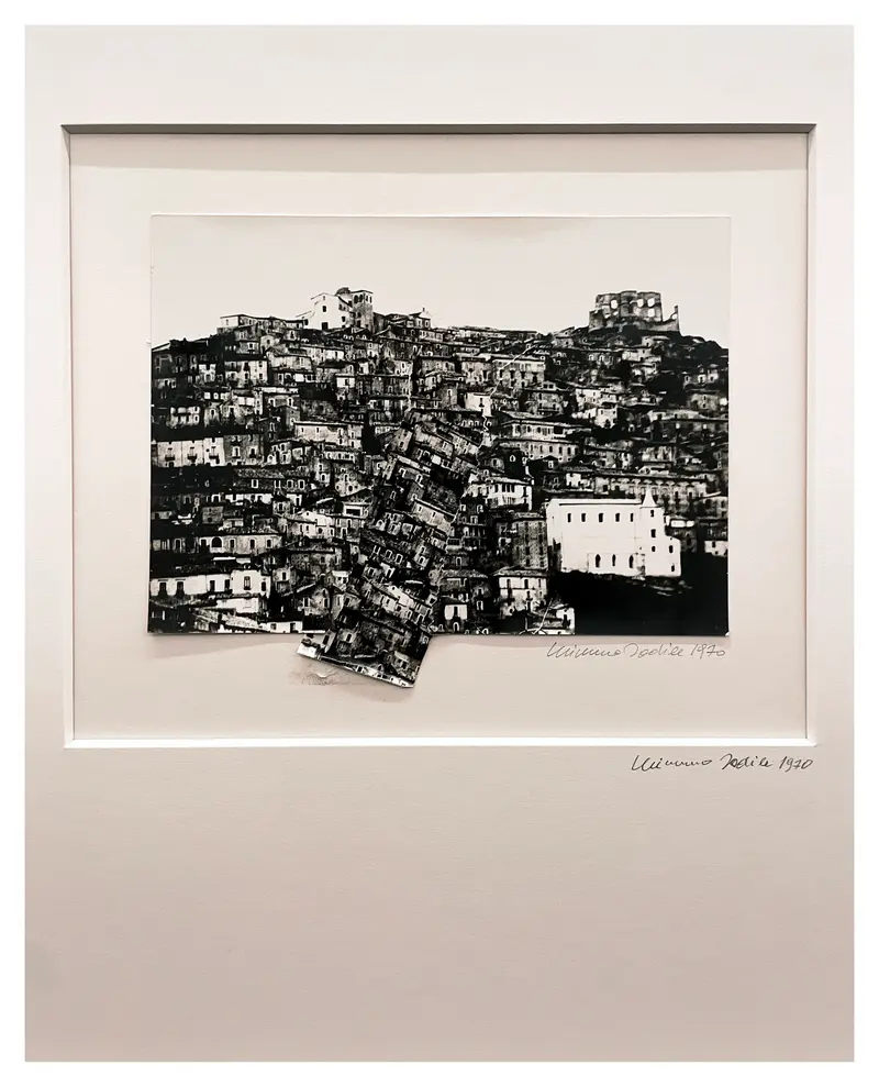 Black and White Urban Landscape Depicting Dense Hillside Architecture