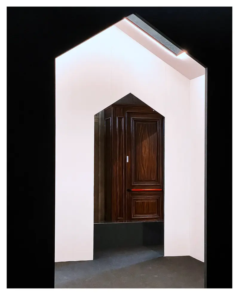 Dark Wooden Door Framed in White Architectural Space by Mimmo Jodice