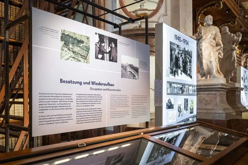 Austrian National Library Exhibition Panels Documenting Occupation and Reconstruction Era