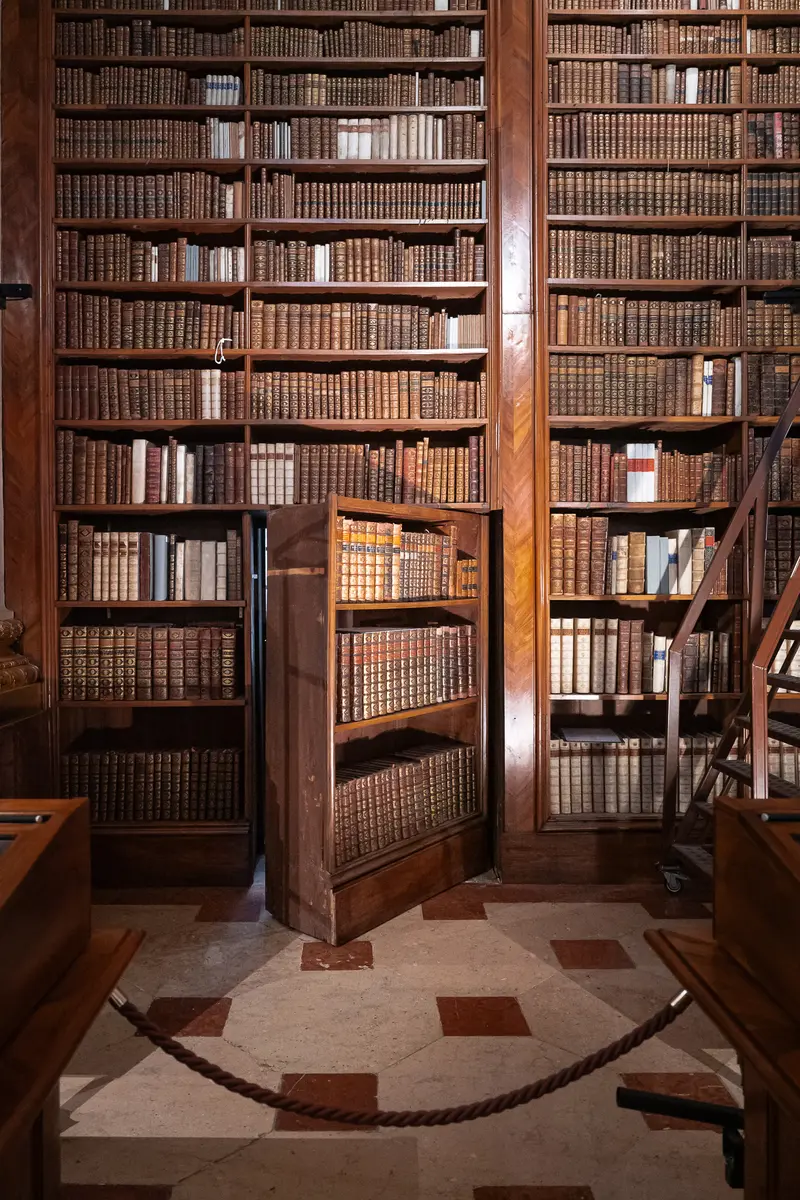 Hidden Bookshelf Door in Historic Austrian Library Rare Book Collection