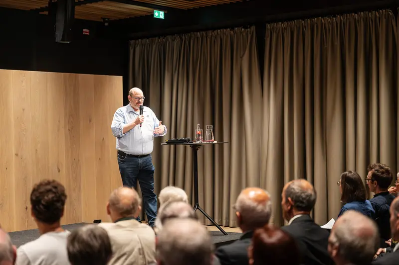 Speaker Presenting at "Fleisch" Exhibition Opening at Wien Museum