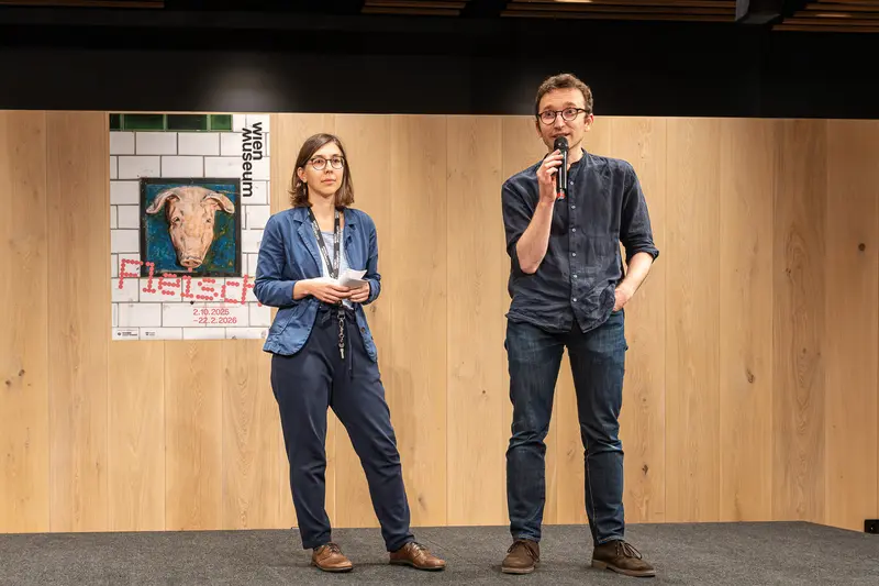 Exhibition Opening "Fleisch" at Wien Museum with Two Presenters