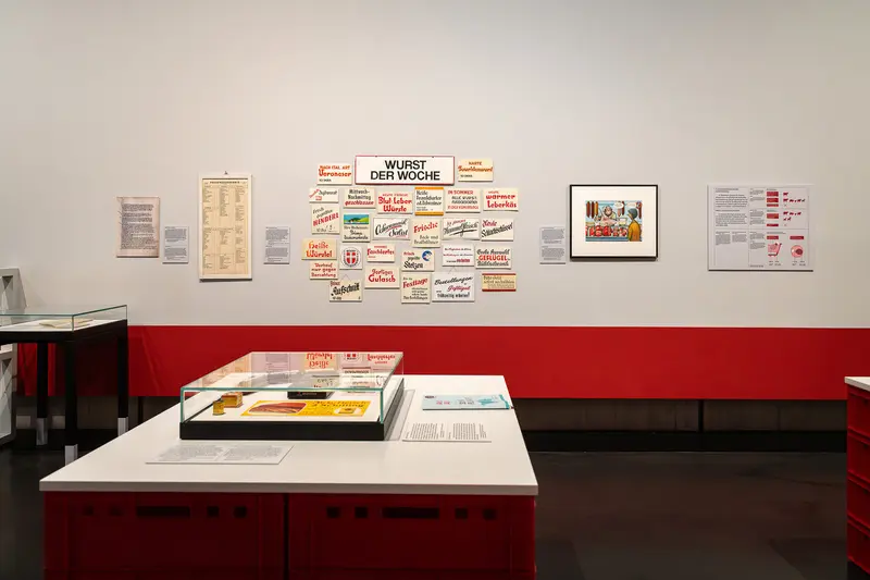Wien Museum Exhibition "Fleisch" Graphic Design Display with Vintage Typography