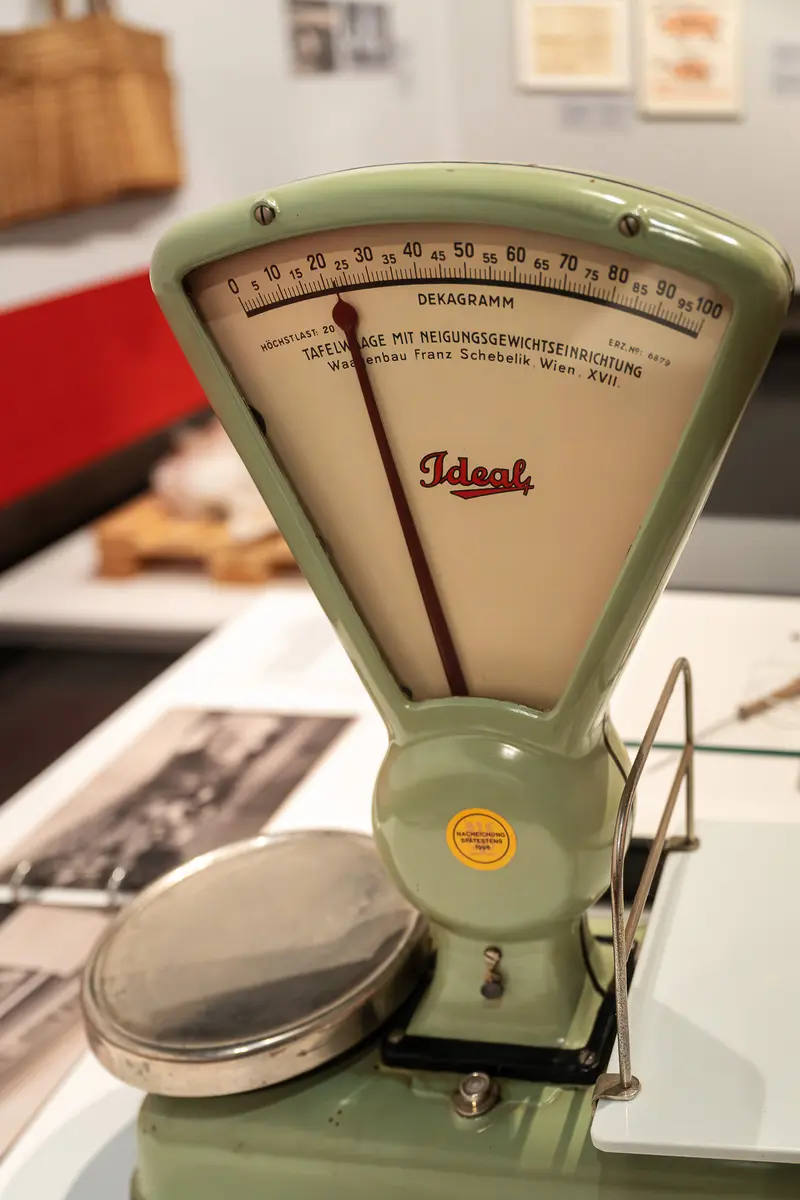 Vintage Green Ideal Scale in Soft Focus Archival Setting