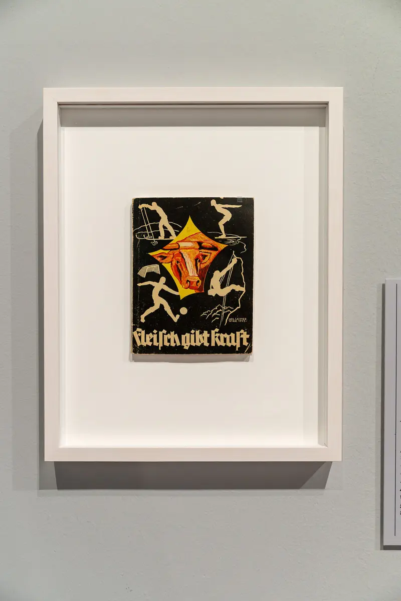 Vintage Propaganda Poster "They Give Art" Displayed in White Frame