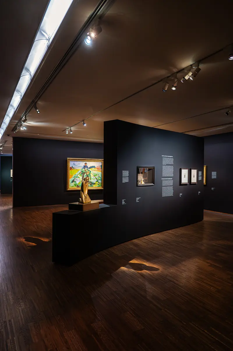 Gothic Modern Exhibition Interior at Albertina Museum, Dark Gallery Space