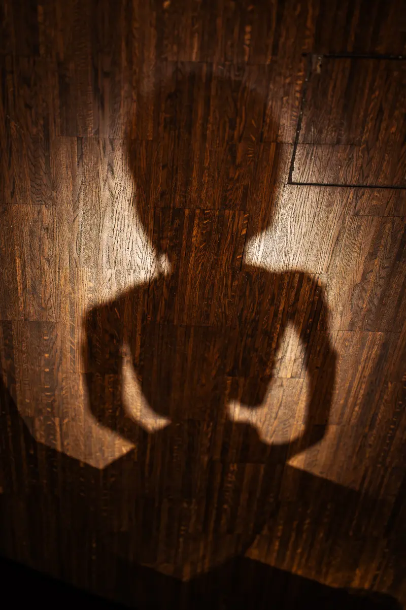Shadow Silhouette on Wooden Floor - Gothic Modern Exhibition