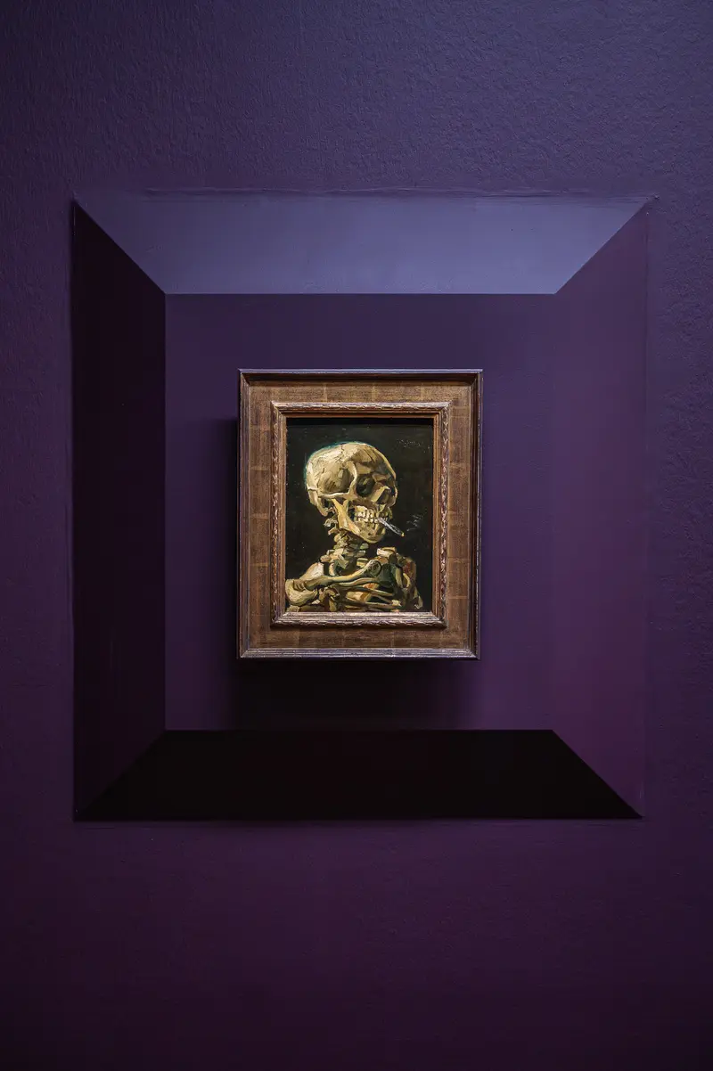 Van Gogh's Skull of a Skeleton with Burning Cigarette at Gothic Modern Exhibition