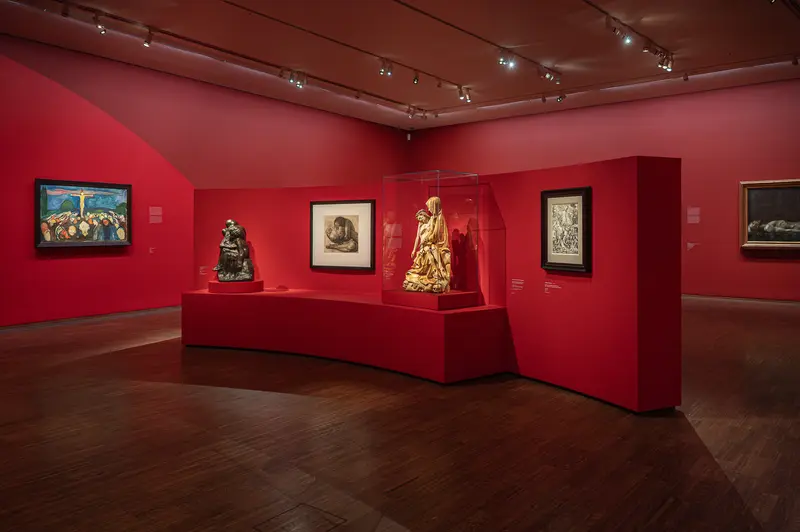 Gothic Modern Exhibition at Albertina Museum, Vienna, Red Gallery Space