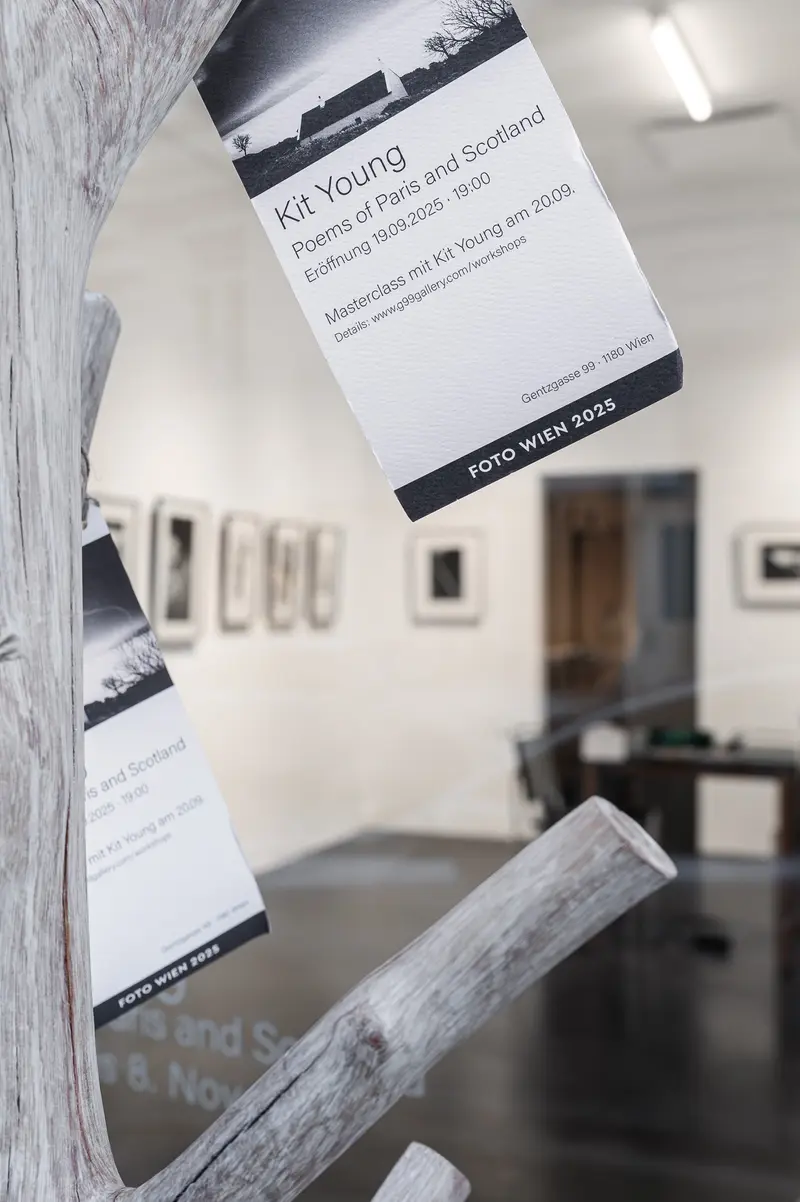 Exhibition Poster for Kit Young's "Poems of Paris and Scotland" at G99 Galerie