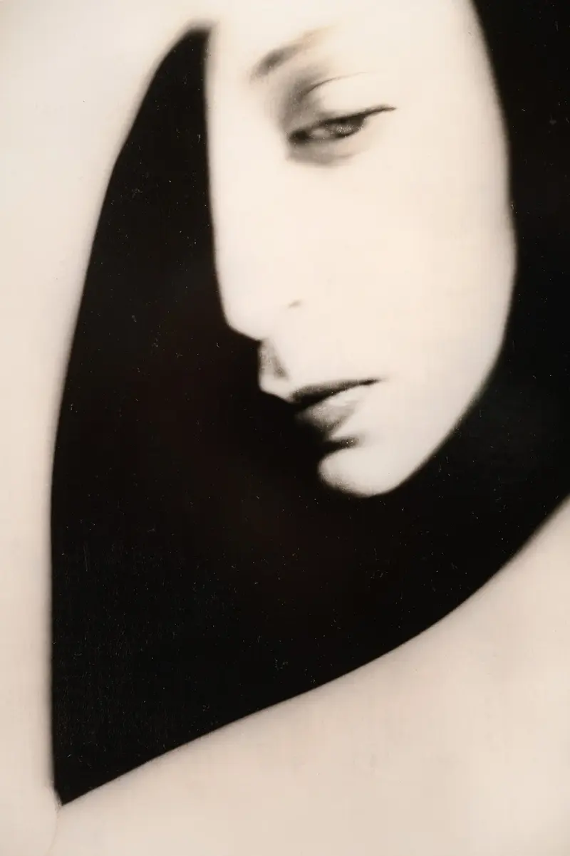 Black and White Minimalist Portrait of a Woman in Profile