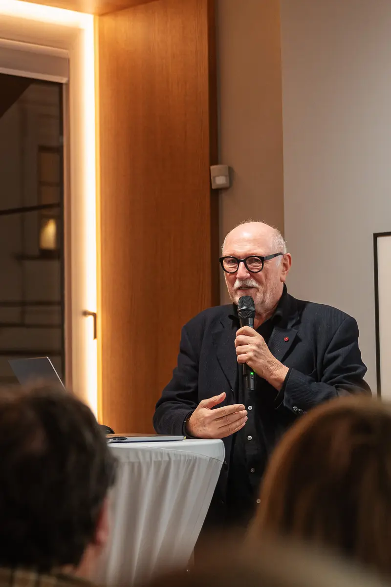 Hans-Jürgen Burkard at Leica Gallery Vienna. Hans-Jürgen Burkard Speaking at Leica Gallery Vienna, October 2025